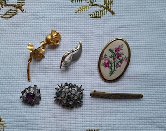 Lot of 6 Vintage Brooches, Brooch Job Lot