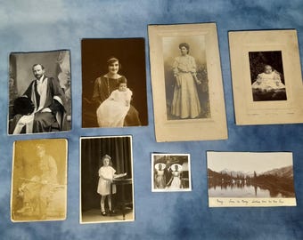 8 verschiedene Fotografien 1800 - 1920er Jahre Sepia, echte antike Fotos