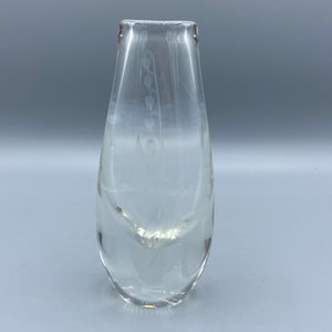 Vintage Small Etched Glass Vase 13.5cm Tall