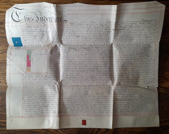 ビクトリア朝の契約書、アンティークな美しい手書きの契約書、羊皮紙に記された、1877 年 4 月 6 日