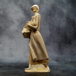 Lladro Porcelain Figurine, Girl with Cockerel, Spanish Porcelain
