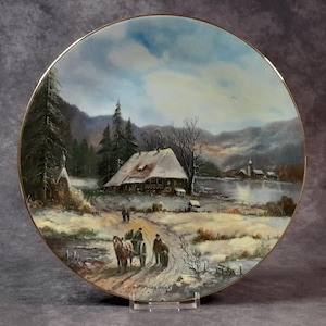 Tirschenreuth Bavaria - Sceneries At Christmas, The Chapel On The Way - by H.E. Feldkamp - Decorative Display Plate, 1989 - 20.1cm