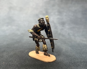 Vintage Hand-painted Zulu Warrior Figure – English Made Lead Model