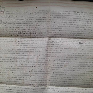Contrato victoriano escrito a mano sobre papel vitela, 19 de mayo de 1862