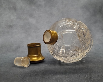 Antique Crystal Perfume Bottle, Stopper and lid - Antique Perfume Bottle
