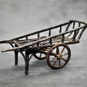 Vintage Diecast Lead Toy, Miniature Metal Farm Cart, Trolley, Wagon, Blue Trolley - Worker Tools