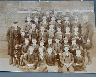 Antique Sepia Portrait Photograph of School Boys, Ray wood Street