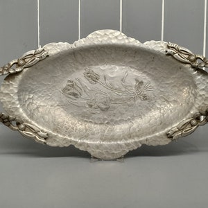 Hammered Aluminium Tray by Rodney Kent c 1950&#39;s 35cm long