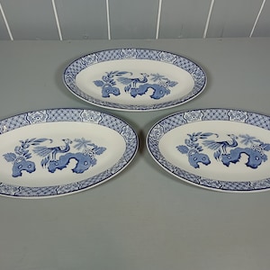 Yuan, Wood & Sons Oval Ceramic Plates, 3 Blue and White Side Dishes