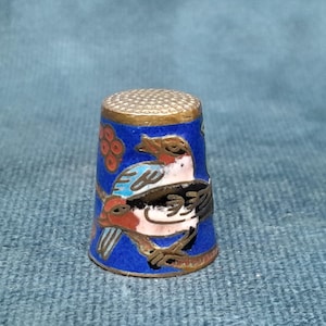 Cloisonné Enamel Thimble, Vintage Thimbles - 2.4cm Wild Birds