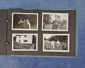 Vintage Black and White Family Photo Album Containing 23 Photos
