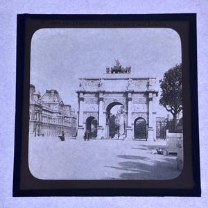 Antique Glass Black and White Magic Lantern Slide, by Early 20th century Slide, Edwardian Triumphal Arch in Paris