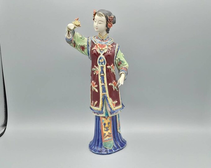 Elegant Porcelain Chinese Lady Figurine 29cm, Highly Detailed AF Etsy
