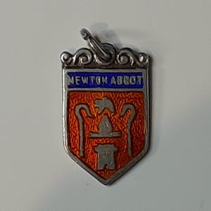 Vintage Sterling Silver Charm, Silver Charm Bracelet Charm, Newton Abbot Crest Charm 3cm
