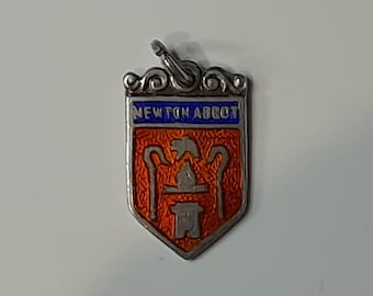 Vintage Sterling Silver Charm, Silver Charm Bracelet Charm, Newton Abbot Crest Charm 3cm