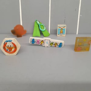 Collection of 6 Vintage Retro Novelty Erasers / Rubbers 80&#39;s - 90&#39;s