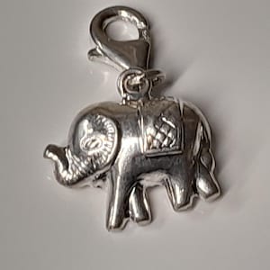 Vintage Sterling Silver Charm, Silver Charm Bracelet Charm, Elephant Charm 2cm