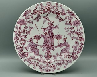 Vintage Hand Coloured Decorative Chinese Plate 25.5cm