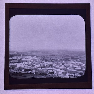 Antique Glass Black and White Magic Lantern Slide, by Early 20th century Slide, Irish Town Enniscorthy