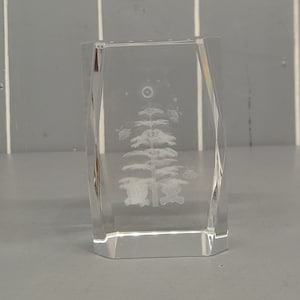 3D Laser Engraved Toys under a tree Paperweight, Vintage Glass Paperweight