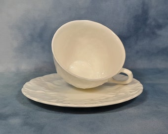 Wedgwood Countryware Tasse und Kuchen / Sandwichteller, 5,7 cm Weißkohlblatttasse, Weißkohlblatt, Bone China