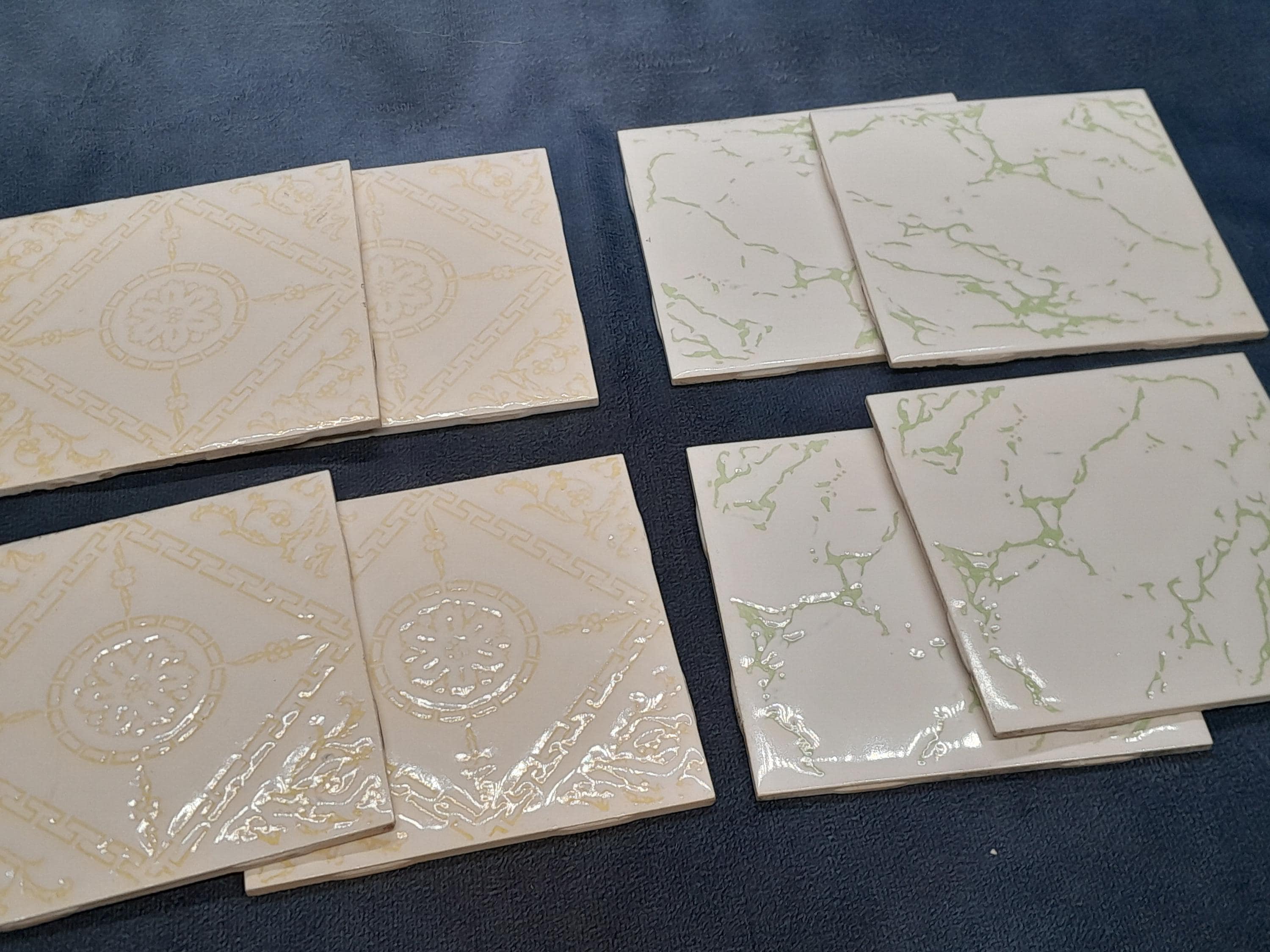 Set of 8 Vintage Ceramic Tiles, HR Johnson Cristal Tiles, 1970s Kitchen,  Bathroom - Yellow and Green - Etsy New Zealand, image size:3000x2250