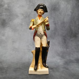 Vintage Porcelain Military Soldier, Napoleonic Ornament 22.5cm