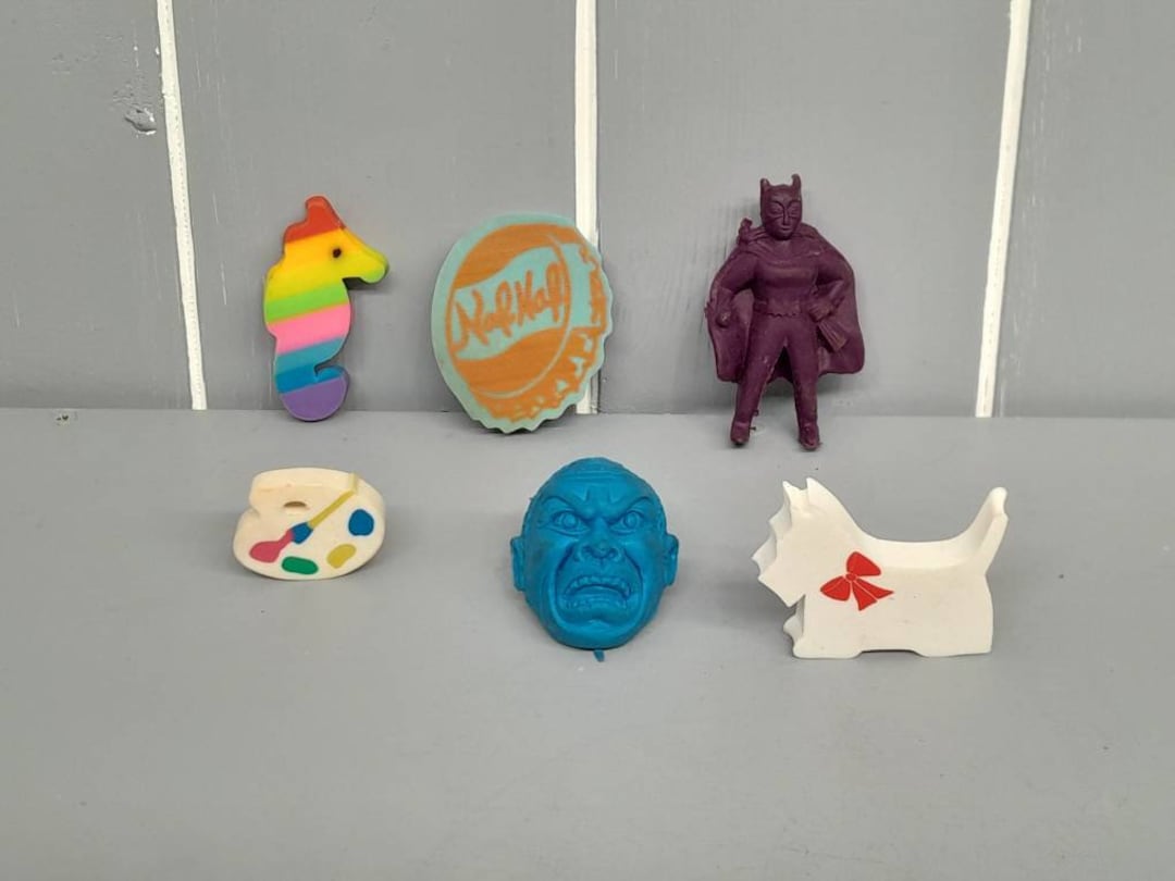 Collection of 6 Vintage Retro Novelty Erasers / Rubbers 80's - 90's - Etsy