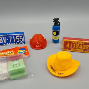 Collection of 6 Vintage Retro Novelty Erasers / Rubbers 80&#39;s - 90&#39;s
