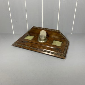 Beautiful Antique Wooden Ink Well Base - 25.5cm