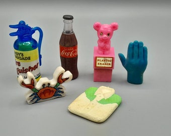 Collection of 6 Vintage Retro Novelty Erasers / Rubbers 80's - 90's