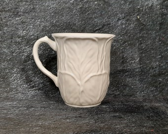 Coalport Countryware Cup / Mug, 9.8cm White Cabbage Leaf Cup, White Cabbageware, Bone China