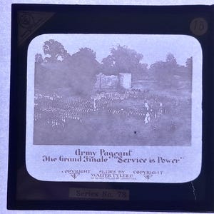 Antique Glass Black and White Magic Lantern Slide, by Early 20th century Slide, Edwardian Army Pageant
