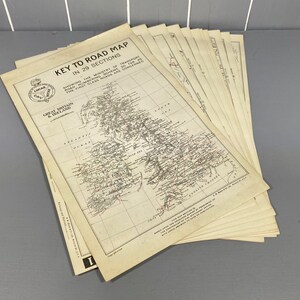 Vintage British Made Lucas Key To Road Map in 29 secties, Groot-Brittannië en Ierland