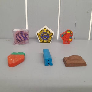 Collection of 6 Vintage Retro Novelty Erasers / Rubbers 80&#39;s - 90&#39;s
