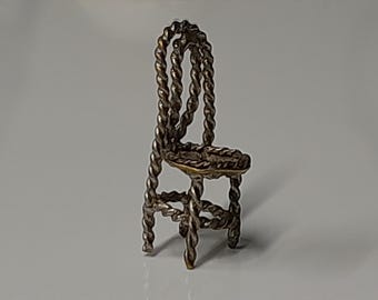 Vintage Sterling Silver Charm, Silver Charm Bracelet Charm, Wooden Chair Charm 2cm