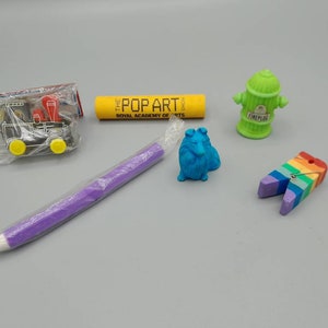 Collection of 6 Vintage Retro Novelty Erasers / Rubbers 80&#39;s - 90&#39;s
