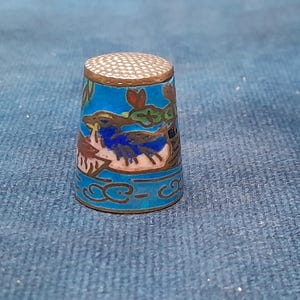 Cloisonné Enamel Thimble, Vintage Thimbles - 2.4cm Mandarin Duck