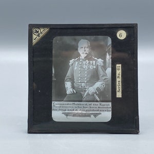 Commander Hubbard Antique Black and White Magic Lantern Slide By Walter Tyler Ltd.