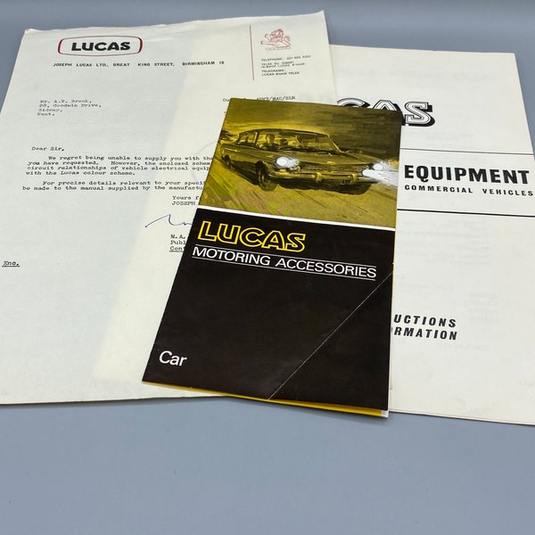 Lucas Motoring Products Onderhoudsinstructies met ondertekende brief.