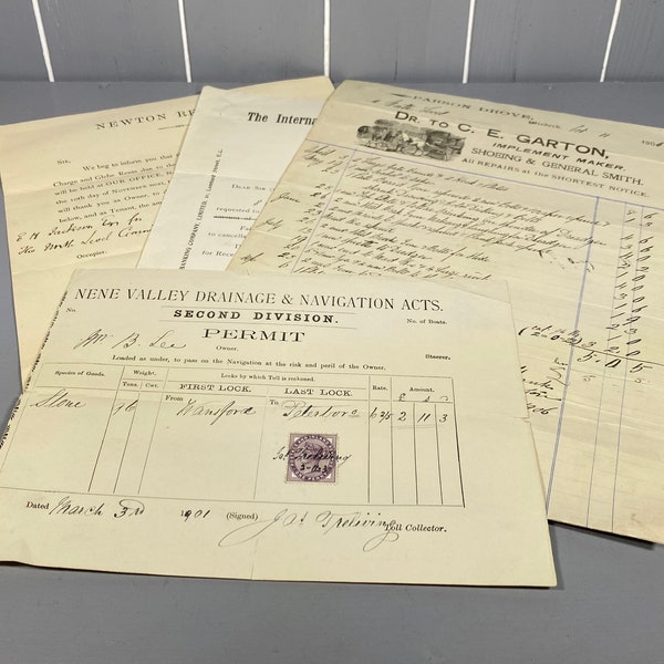 Early 20th Century, Banker Receipts, Permits and Accounts Paperwork