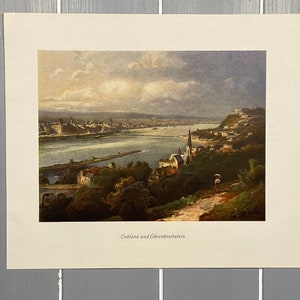 Vintage Print, “Coblenz und Ehrenbreitstein” German Hilltop