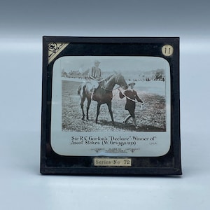 Antique Black and White Magic Lantern Slide, Winner of Ascot Stakes “Declare”
