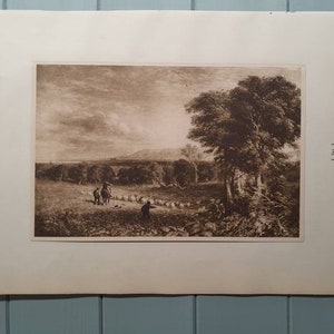 Antique Print, &#39;The Vale of Clwyd&#39;  by  David Cox.  Printed 1901