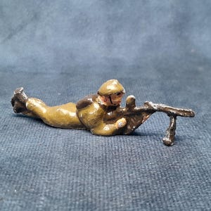 Vintage Toy Soldier, World War Military Laying Down Machine Gunner