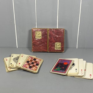 Waddingon speelkaartenkoffer, twee complete sets, ongeëvenaard in doos