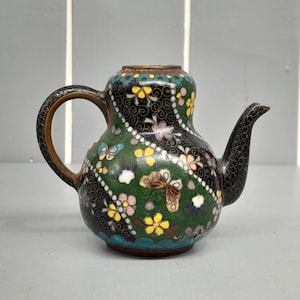 Antique Chinese Cloisonné Miniature Teapot, No Lid & Damaged