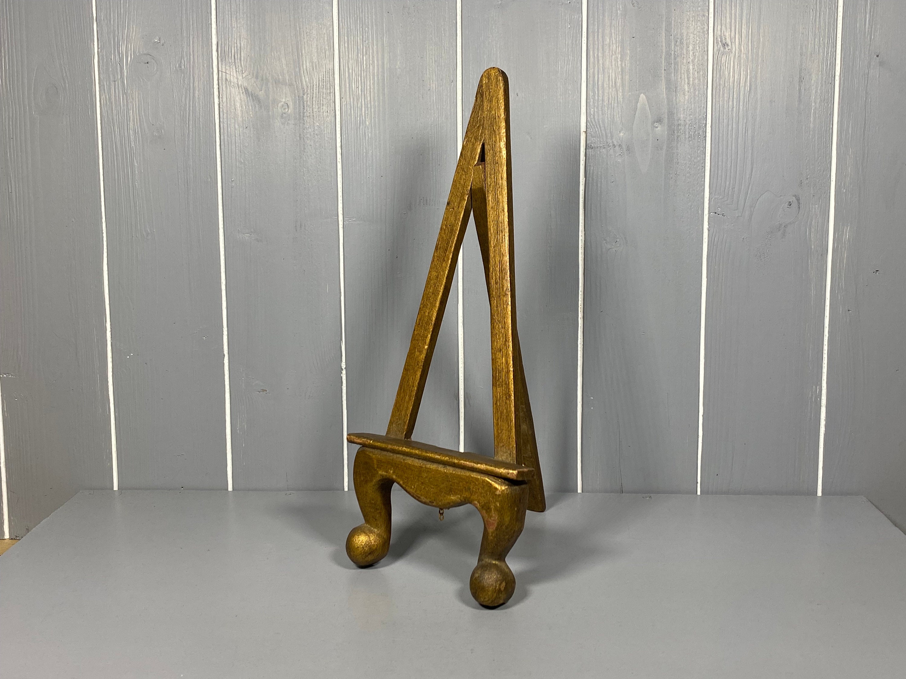 French Antique Easel Stand or Wall Mounted Worn Red Velvet