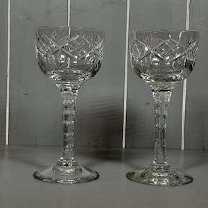 Paar Heavy Cut Crystal Hock Weingläser - Vintage Trinkgläser