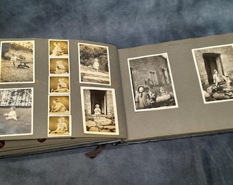 1940&#39;s Vintage Black and White Family Photo Album Containing 100 Photos